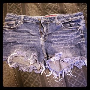 Red Rivet Distressed Shorts